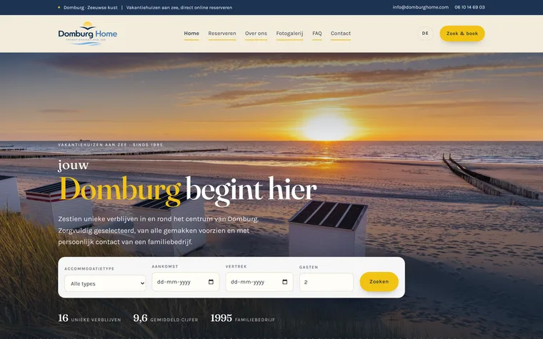 Website van een verhuurder van vakantiehuizen, gebouwd door BuilderMika