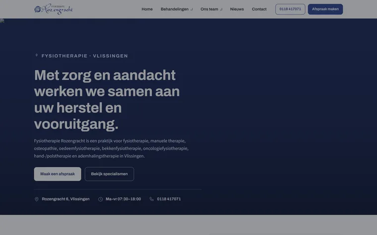 Website van een fysiotherapiepraktijk, gebouwd door BuilderMika