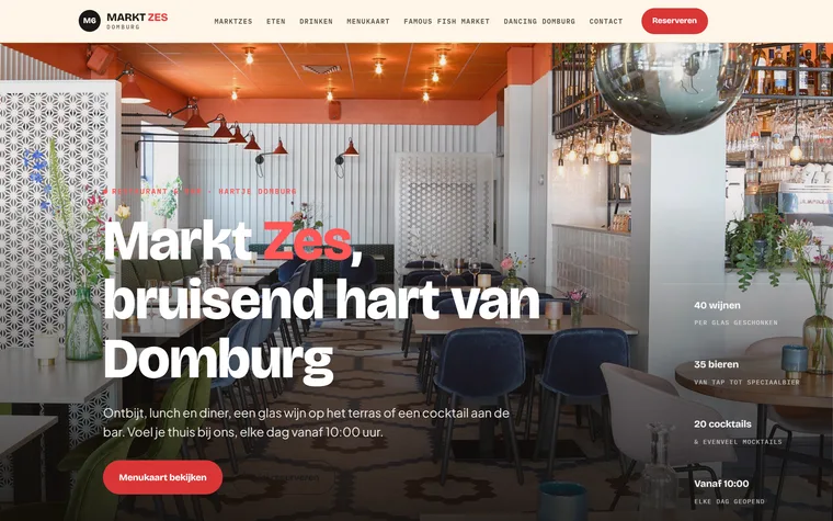 Website van een restaurant in Domburg, gebouwd door BuilderMika