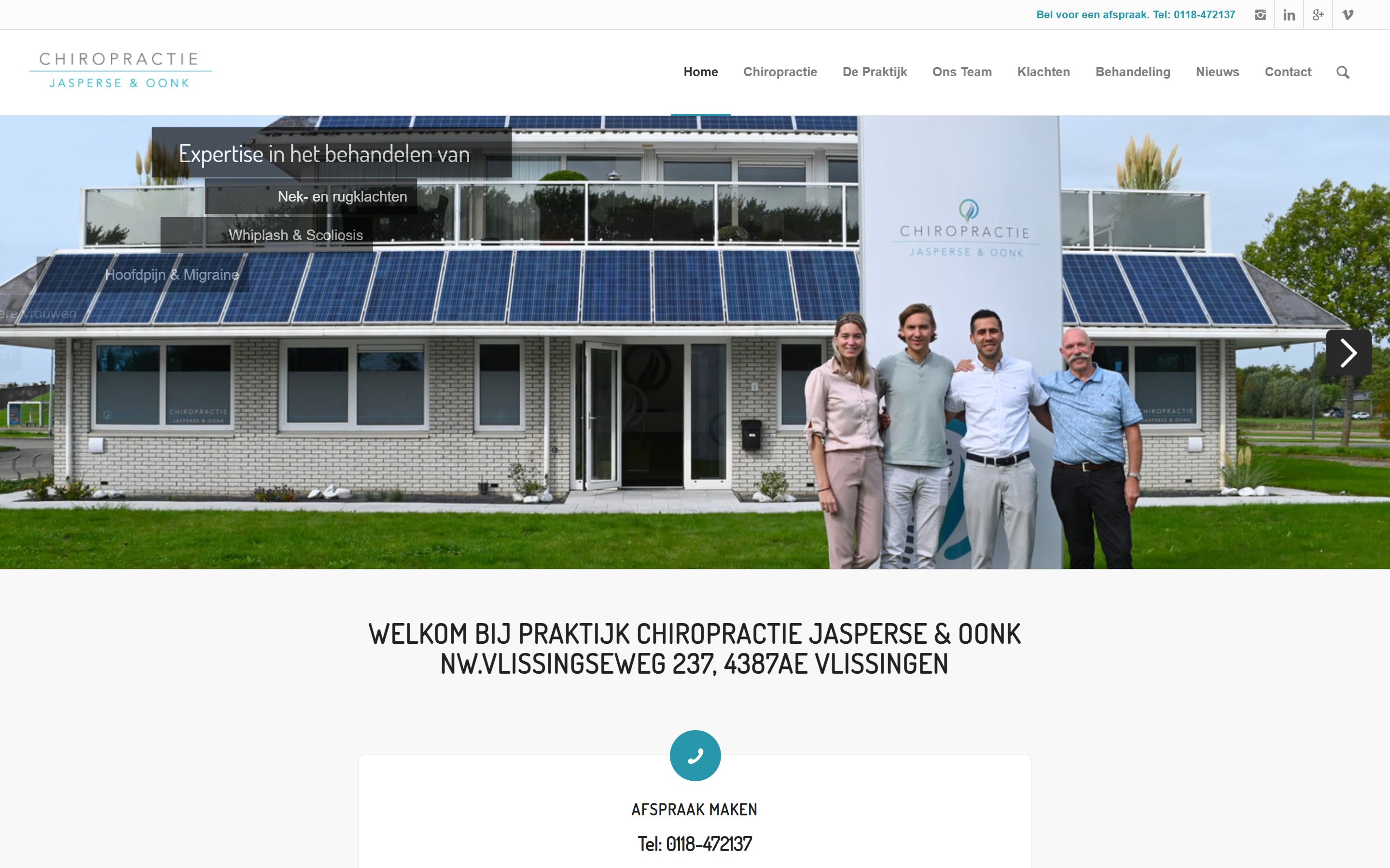 Homepage van chiropractiejasperse.nl