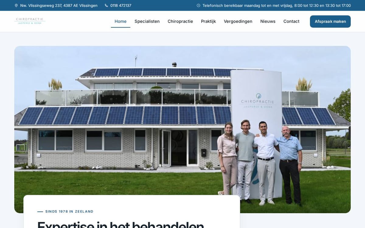 De nieuwe website van chiropractiejasperse.nl na de herbouw