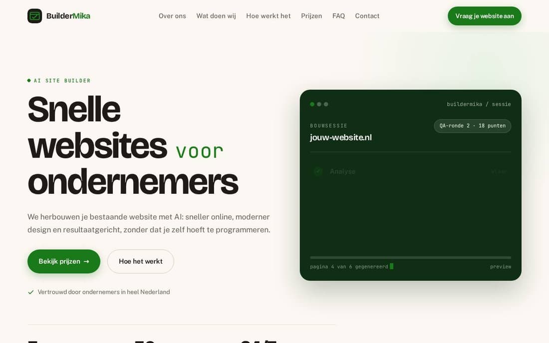De website van BuilderMika zelf