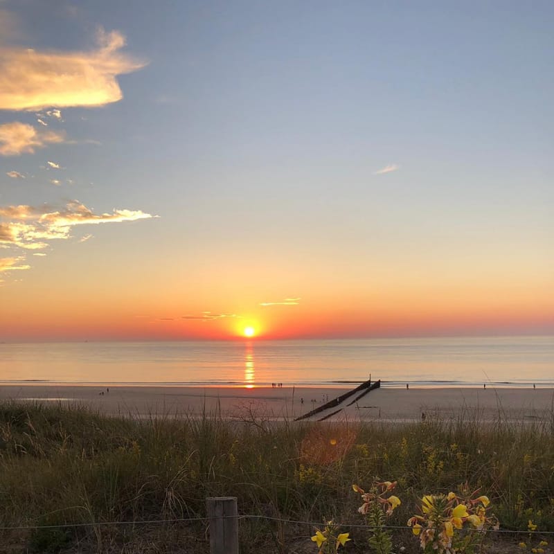Laag licht over de duinen bij Domburg aan het einde van de dag