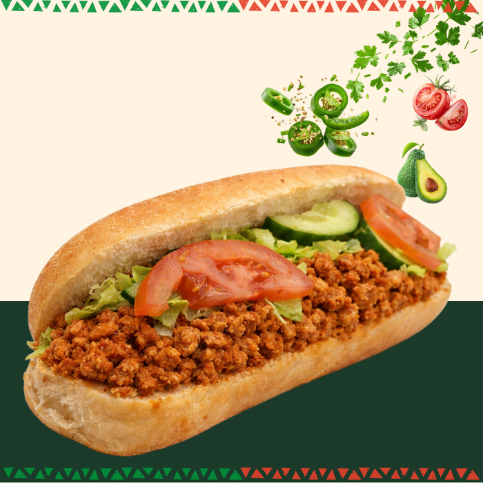 ChefyChef broodje met pulled beef, sla, tomaat en komkommer