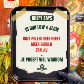 Instagram post: pulled beef 15 uur low & slow