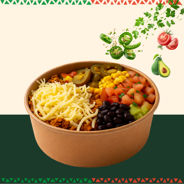Kleurrijke ChefyChef bowl met mais, bonen en salsa