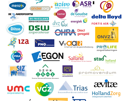 Overzicht met logo's van Nederlandse zorgverzekeraars